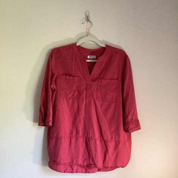 Westbound Petite M Raspberry 3/4 Sleeve Blouse With Split Neckline & Pockets - Picture 1 of 7